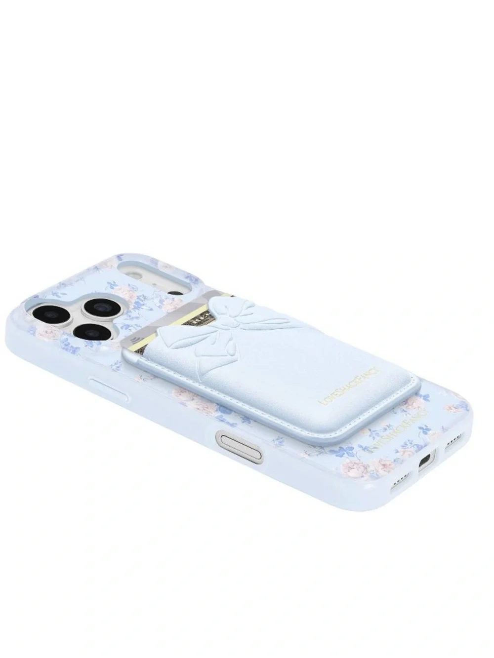 LoveShackFancy x Target Light Blue Floral iPhone Case with Bow Card Pocket